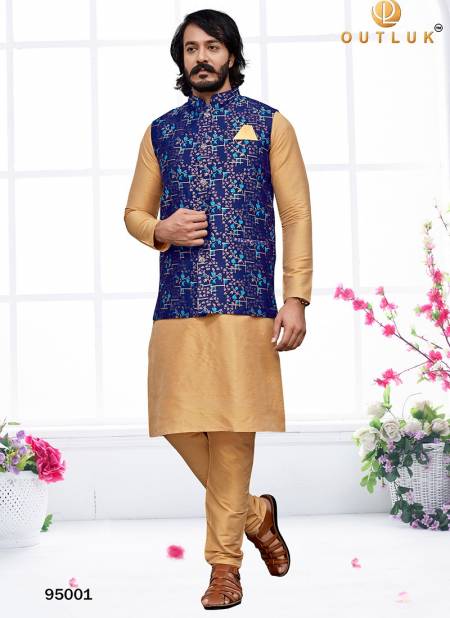 Blue Colour Outluk 95 New Latest Designer Ethnic Wear Kurta Pajama With Jacket Collection 95001